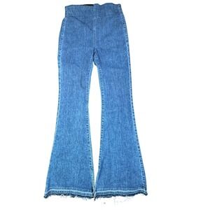 Show Me Your Mumu Blue Stretch Berkeley Bell Bottom Soft Jeans Sz M Boho Hippie